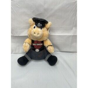 HARLEY DAVIDSON Biker Hog Pig 10" Plush Stuffed Animal Collectible 1998 Vintage